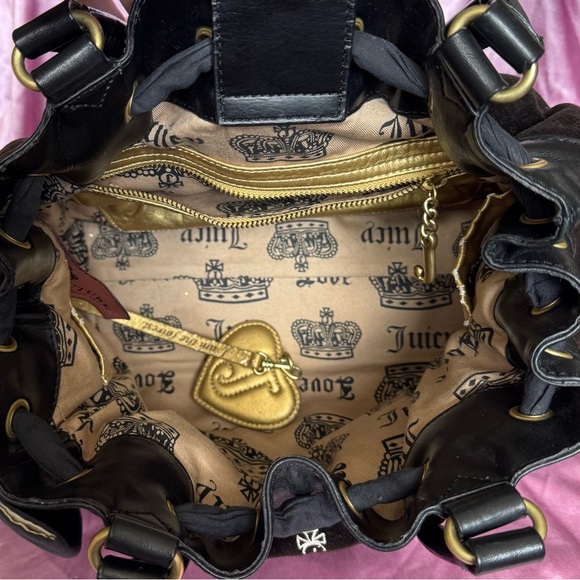 VINTAGE Juicy Couture Daydreamer Black Velour Tote Bag - Picture 9 of 16